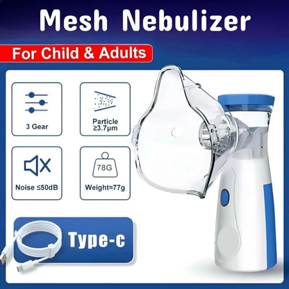 New Effective Portable Nebulizer, Silent and Compact Nebulizer Machine for Adult and Kids, Wireless Vaporizer Machine, Steam Inhaler for Cold, Cough, Asthma And Sinusitis - Quick Relief and Daily Use Vaporiser With Respiratory Mask (Regular)