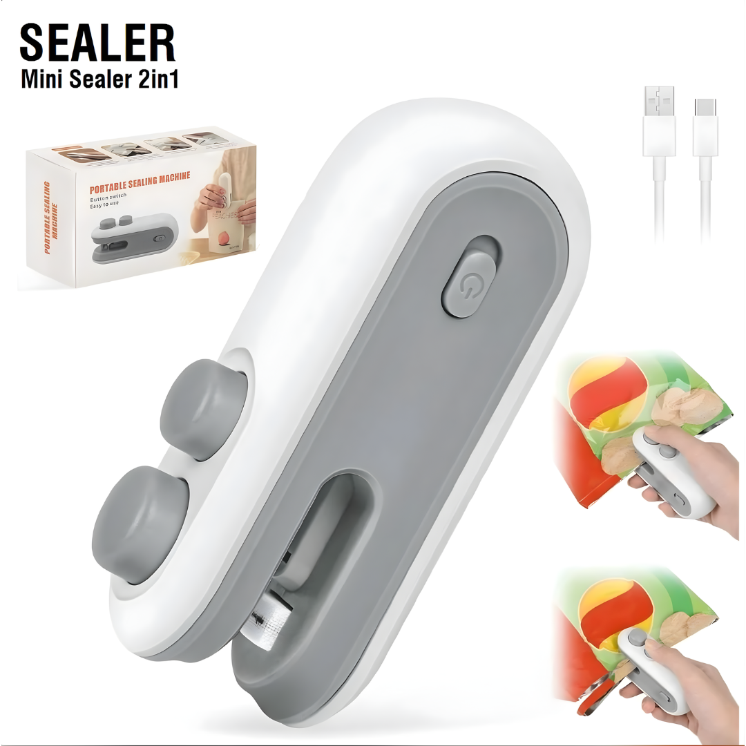 Portable Plastic Bag Sealing Machine | Mini Bag Sealer with Cutter and Magnet | Packet Sealer for Food, Chips, Snacks, Traveling Food Packets Bags (Rechargeable) 1Pcs