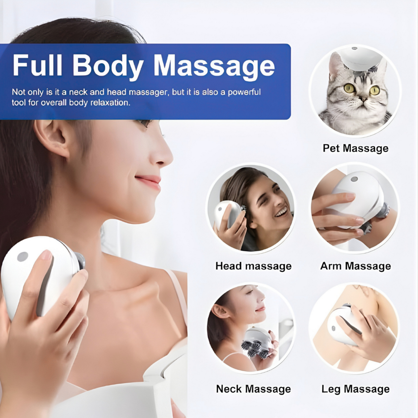 Head Massager For Scalp | Rechargeable Electric Scalp Massager For Hair Growth | 96 Silicon Kneading Points With Detachable Heads | MULTICOLOUR