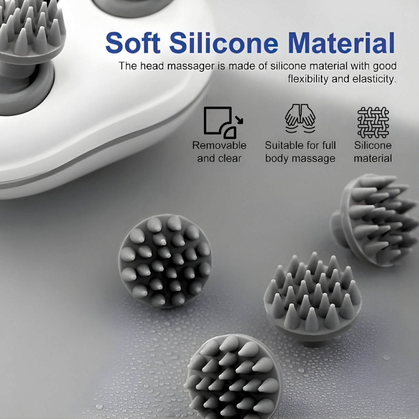 Head Massager For Scalp | Rechargeable Electric Scalp Massager For Hair Growth | 96 Silicon Kneading Points With Detachable Heads | MULTICOLOUR