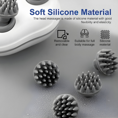 Head Massager For Scalp | Rechargeable Electric Scalp Massager For Hair Growth | 96 Silicon Kneading Points With Detachable Heads | MULTICOLOUR