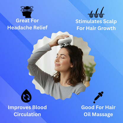 Head Massager For Scalp | Rechargeable Electric Scalp Massager For Hair Growth | 96 Silicon Kneading Points With Detachable Heads | MULTICOLOUR
