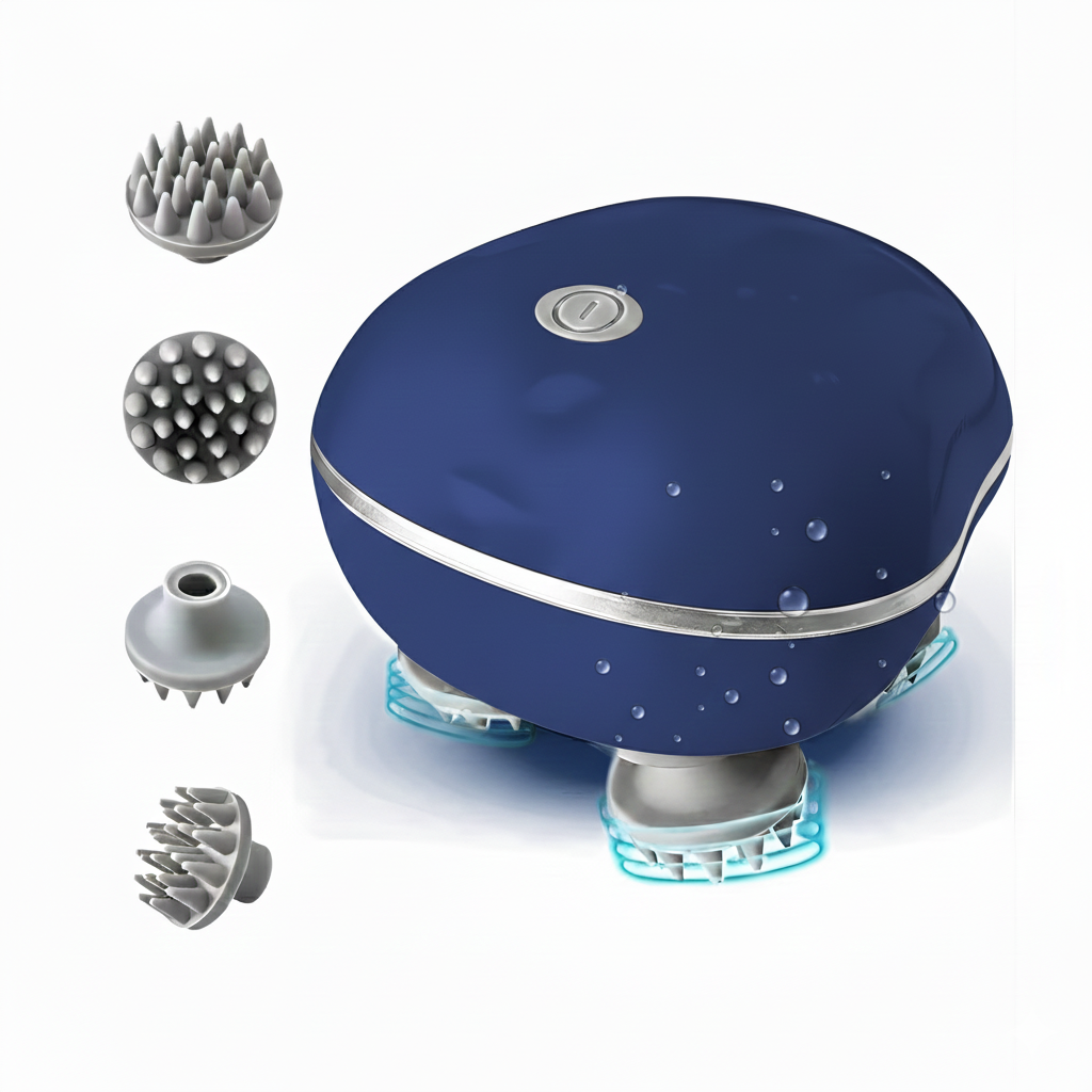 Head Massager For Scalp | Rechargeable Electric Scalp Massager For Hair Growth | 96 Silicon Kneading Points With Detachable Heads | MULTICOLOUR