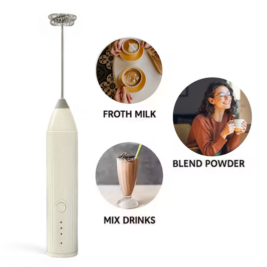 Rechargeable Electric Milk Frother | Coffee Beater & Whisk | 3-Speed Adjustable Settings Perfect for Coffee