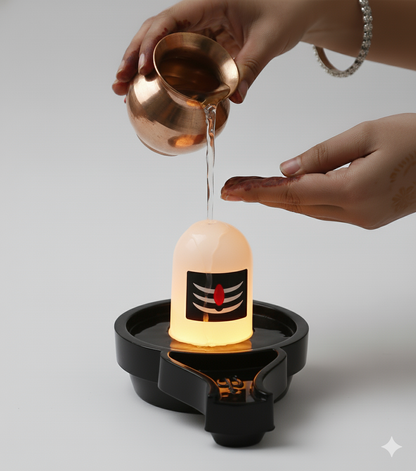 Water Sensor Shivling with Yellow Light | Pack of 2 | for Home Temple & Festival Decor